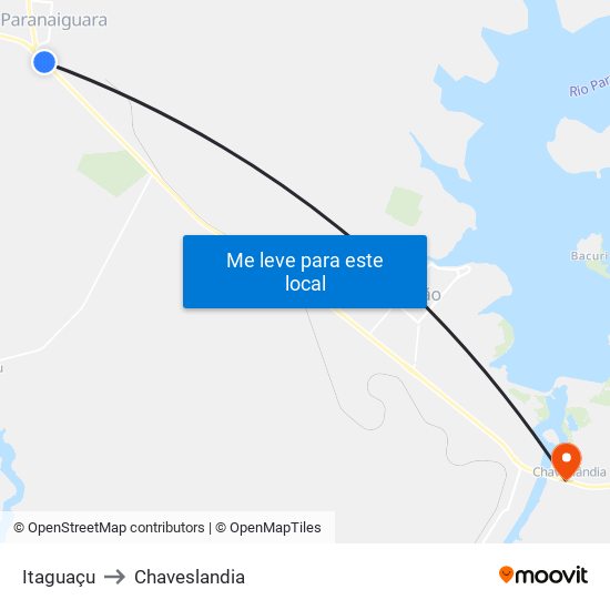Itaguaçu to Chaveslandia map
