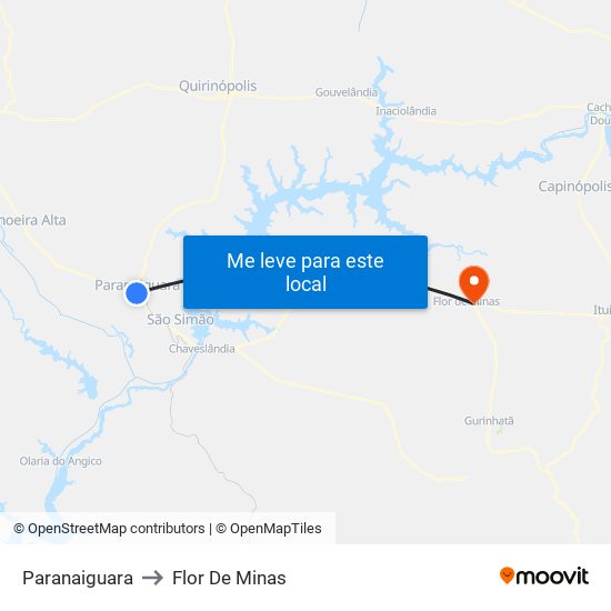 Paranaiguara to Flor De Minas map