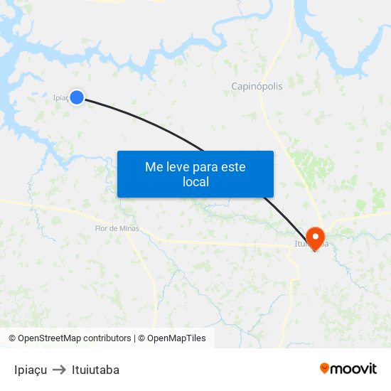 Ipiaçu to Ituiutaba map
