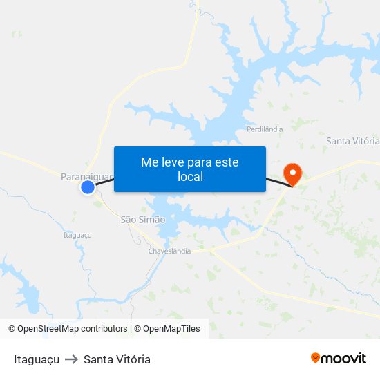 Itaguaçu to Santa Vitória map