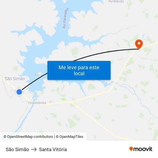 São Simão to Santa Vitória map