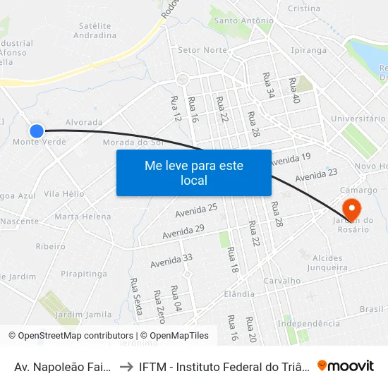 Av. Napoleão Faissol, 807 to IFTM - Instituto Federal do Triângulo Mineiro map