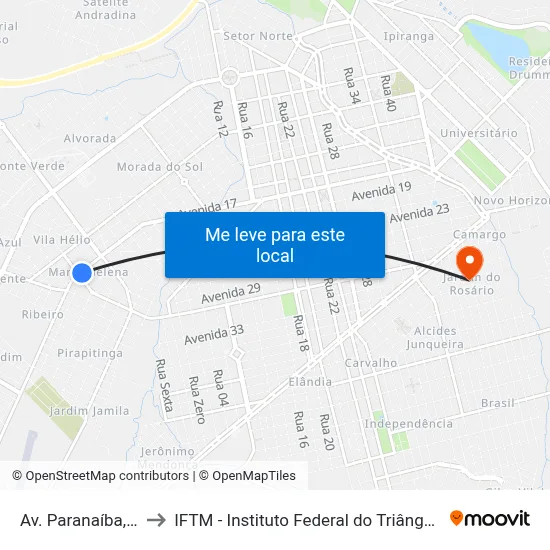 Av. Paranaíba, 3297 to IFTM - Instituto Federal do Triângulo Mineiro map