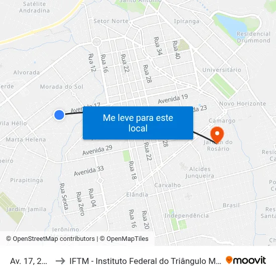 Av. 17, 2485 to IFTM - Instituto Federal do Triângulo Mineiro map
