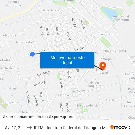 Av. 17, 2220 to IFTM - Instituto Federal do Triângulo Mineiro map