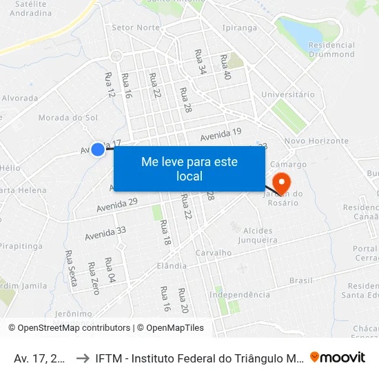 Av. 17, 2037 to IFTM - Instituto Federal do Triângulo Mineiro map