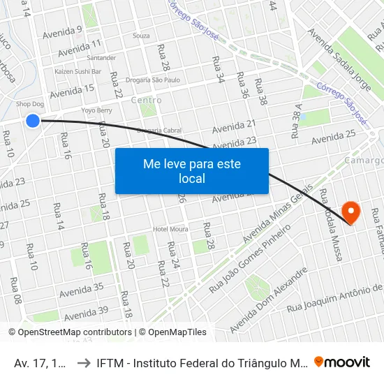 Av. 17, 1661 to IFTM - Instituto Federal do Triângulo Mineiro map