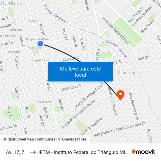 Av. 17, 770 to IFTM - Instituto Federal do Triângulo Mineiro map