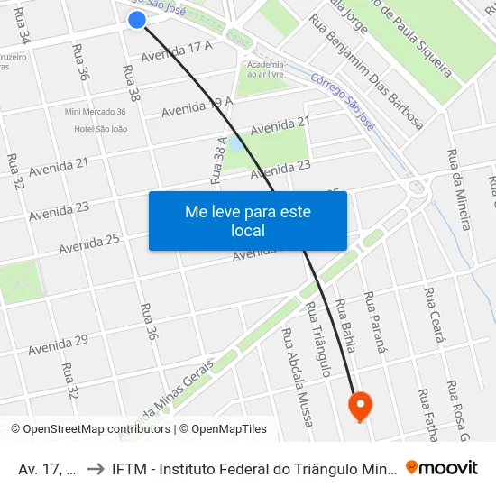 Av. 17, 96 to IFTM - Instituto Federal do Triângulo Mineiro map