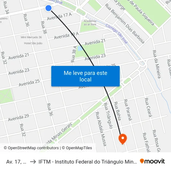 Av. 17, 93 to IFTM - Instituto Federal do Triângulo Mineiro map