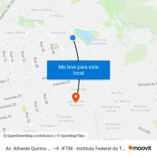 Av. Athaíde Quirino Ribeiro, 461 to IFTM - Instituto Federal do Triângulo Mineiro map