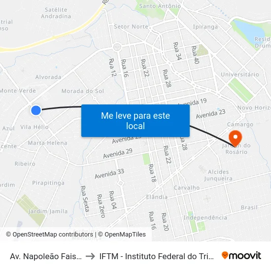 Av. Napoleão Faissol, 1469 to IFTM - Instituto Federal do Triângulo Mineiro map