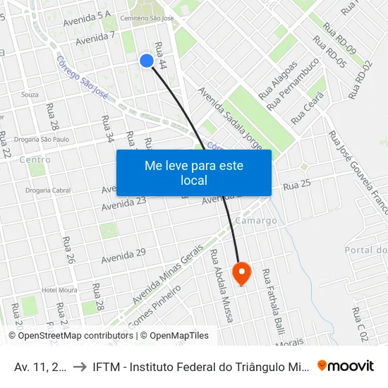 Av. 11, 205 to IFTM - Instituto Federal do Triângulo Mineiro map