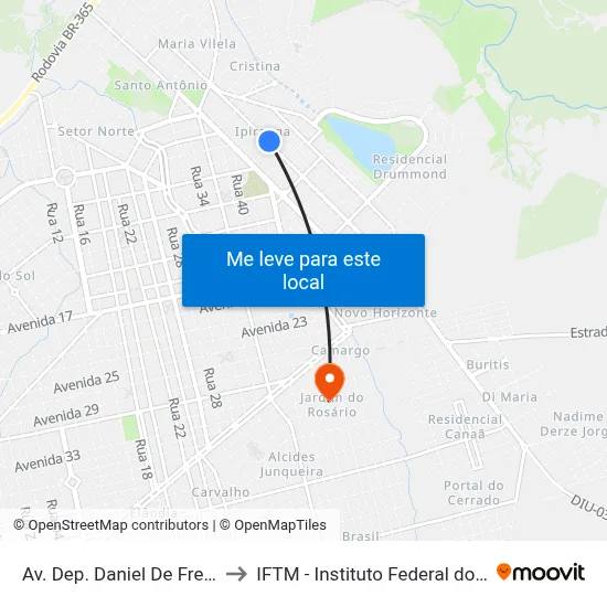 Av. Dep. Daniel De Freitas Barros, 394 to IFTM - Instituto Federal do Triângulo Mineiro map