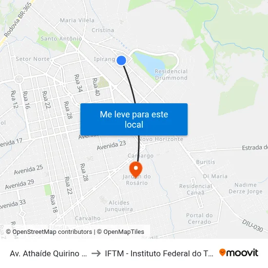 Av. Athaíde Quirino Ribeiro, 290 to IFTM - Instituto Federal do Triângulo Mineiro map