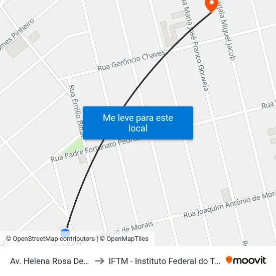 Av. Helena Rosa De Morais, 170 to IFTM - Instituto Federal do Triângulo Mineiro map