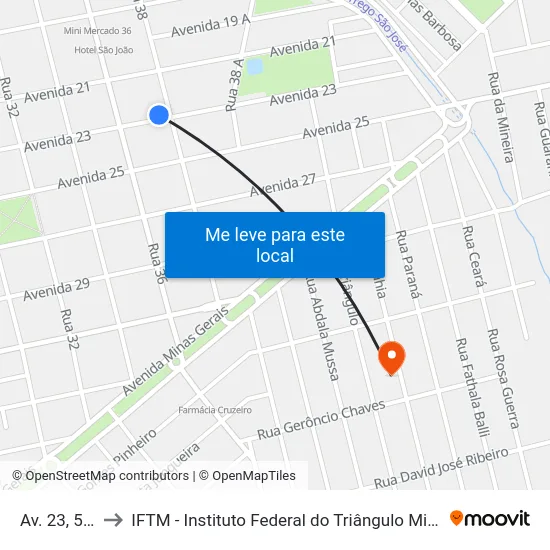 Av. 23, 564 to IFTM - Instituto Federal do Triângulo Mineiro map