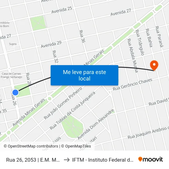 Rua 26, 2053 | E.M. Machado De Assis to IFTM - Instituto Federal do Triângulo Mineiro map