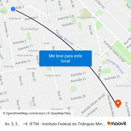 Av. 3, 330 to IFTM - Instituto Federal do Triângulo Mineiro map