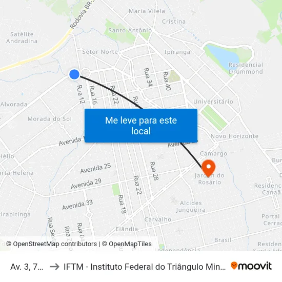 Av. 3, 704 to IFTM - Instituto Federal do Triângulo Mineiro map