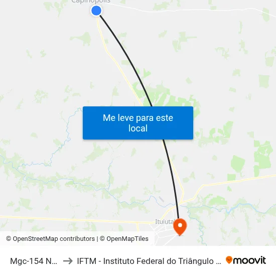 Mgc-154 Norte to IFTM - Instituto Federal do Triângulo Mineiro map