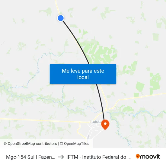 Mgc-154 Sul | Fazenda Quilombo to IFTM - Instituto Federal do Triângulo Mineiro map