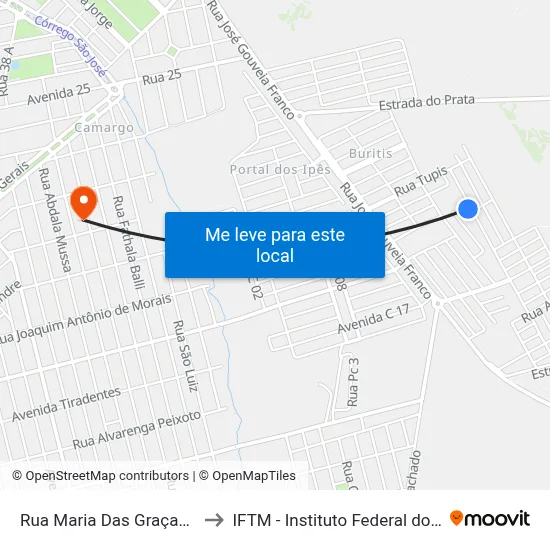 Rua Maria Das Graças Jorge Fazolino to IFTM - Instituto Federal do Triângulo Mineiro map