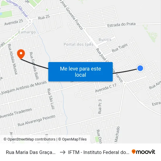Rua Maria Das Graças Jorge Fazolino to IFTM - Instituto Federal do Triângulo Mineiro map
