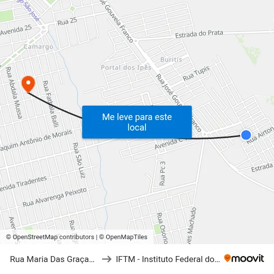 Rua Maria Das Graças Jorge Fazolino to IFTM - Instituto Federal do Triângulo Mineiro map