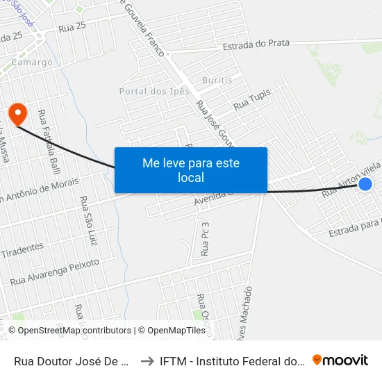 Rua Doutor José De Paula De Castro to IFTM - Instituto Federal do Triângulo Mineiro map