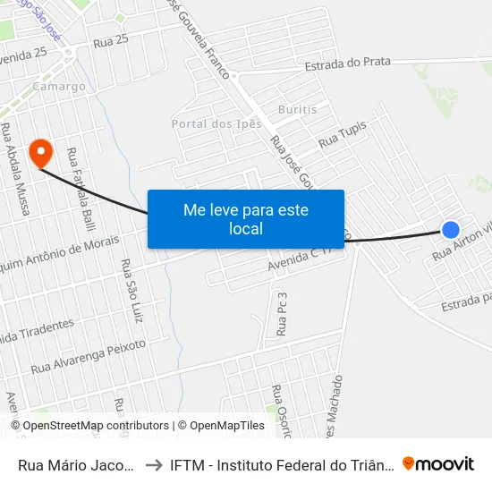Rua Mário Jacob Yunes to IFTM - Instituto Federal do Triângulo Mineiro map