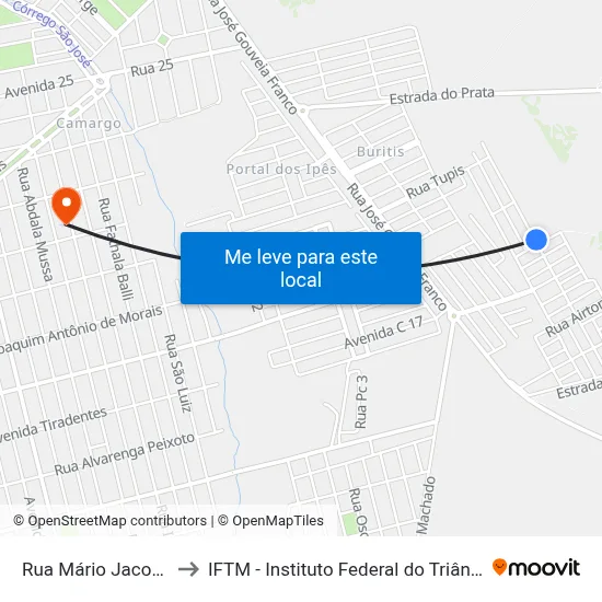 Rua Mário Jacob Yunes to IFTM - Instituto Federal do Triângulo Mineiro map