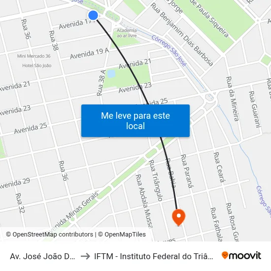 Av. José João Dib, 2640 to IFTM - Instituto Federal do Triângulo Mineiro map