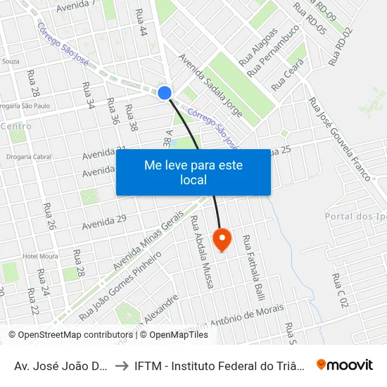 Av. José João Dib, 2645 to IFTM - Instituto Federal do Triângulo Mineiro map