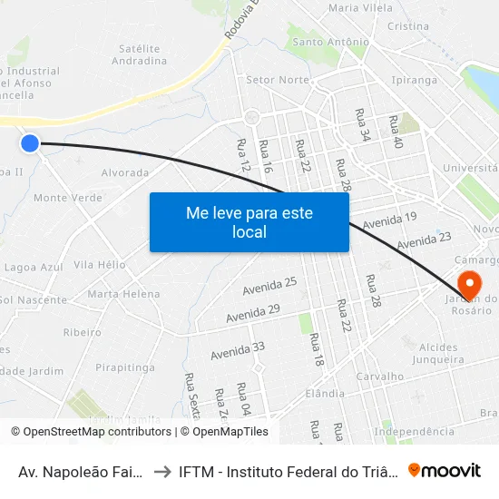 Av. Napoleão Faissol, 298 to IFTM - Instituto Federal do Triângulo Mineiro map