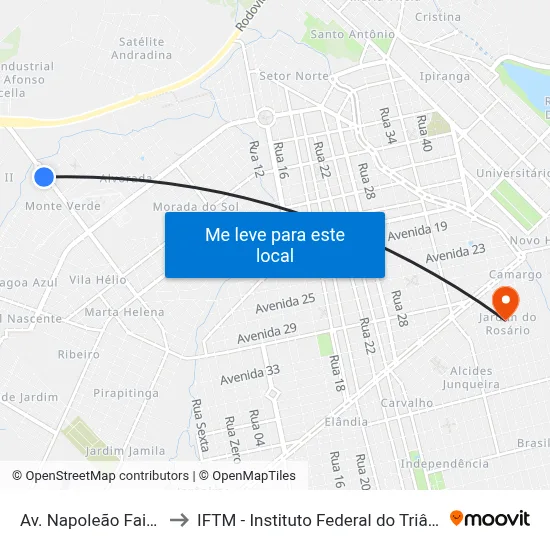 Av. Napoleão Faissol, 664 to IFTM - Instituto Federal do Triângulo Mineiro map