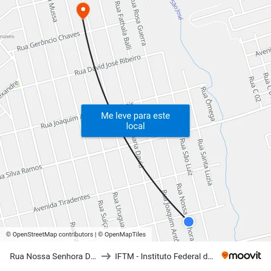 Rua Nossa Senhora Das Graças, 1435 to IFTM - Instituto Federal do Triângulo Mineiro map