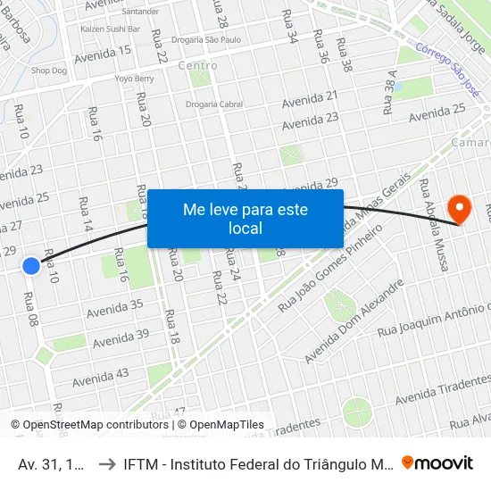 Av. 31, 1998 to IFTM - Instituto Federal do Triângulo Mineiro map