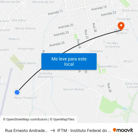 Rua Ernesto Andrade De Souza, 625 to IFTM - Instituto Federal do Triângulo Mineiro map