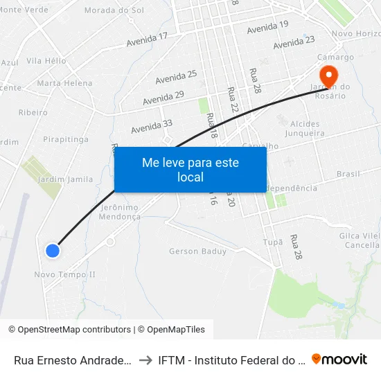 Rua Ernesto Andrade De Souza, 485 to IFTM - Instituto Federal do Triângulo Mineiro map