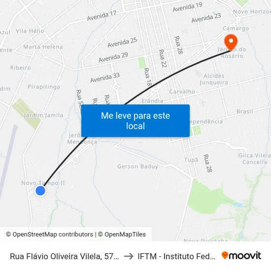 Rua Flávio Oliveira Vilela, 578 | Praça Áurea Muniz De Oliveira to IFTM - Instituto Federal do Triângulo Mineiro map