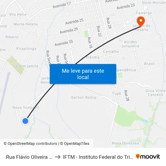 Rua Flávio Oliveira Vilela, 790 to IFTM - Instituto Federal do Triângulo Mineiro map