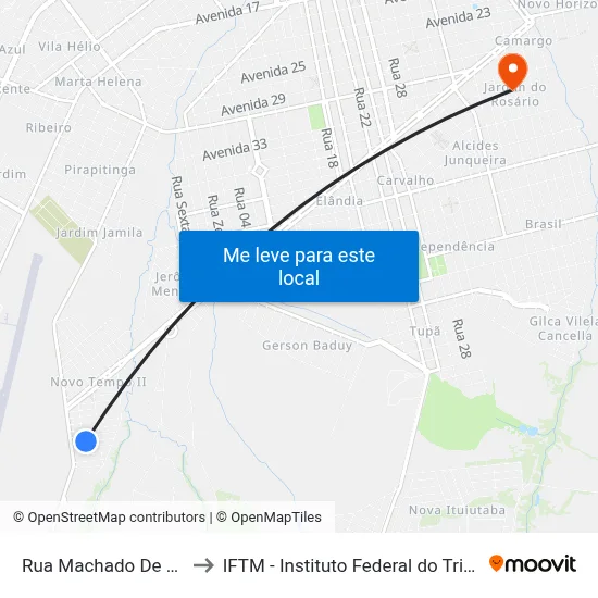 Rua Machado De Assis, 277 to IFTM - Instituto Federal do Triângulo Mineiro map
