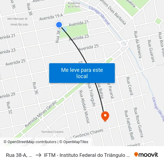 Rua 38-A, 326 to IFTM - Instituto Federal do Triângulo Mineiro map