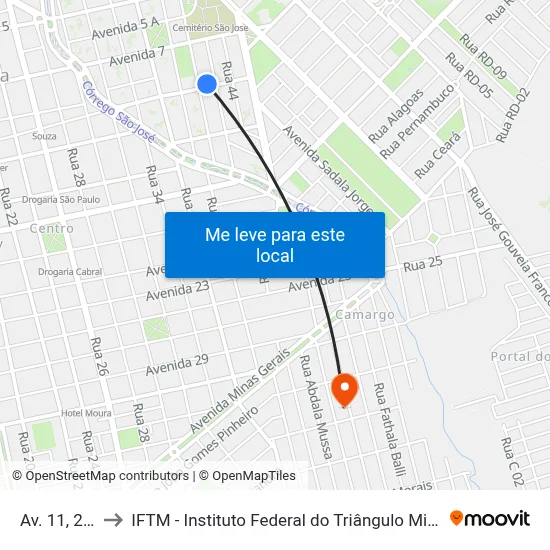 Av. 11, 210 to IFTM - Instituto Federal do Triângulo Mineiro map