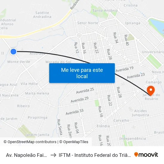 Av. Napoleão Faissol, 581 to IFTM - Instituto Federal do Triângulo Mineiro map