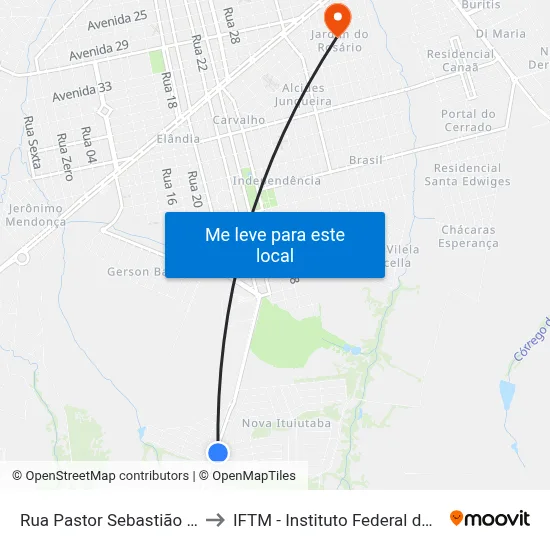 Rua Pastor Sebastião Pereira Da Silva to IFTM - Instituto Federal do Triângulo Mineiro map