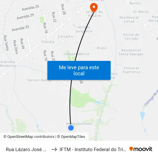 Rua Lázaro José Dos Santos to IFTM - Instituto Federal do Triângulo Mineiro map