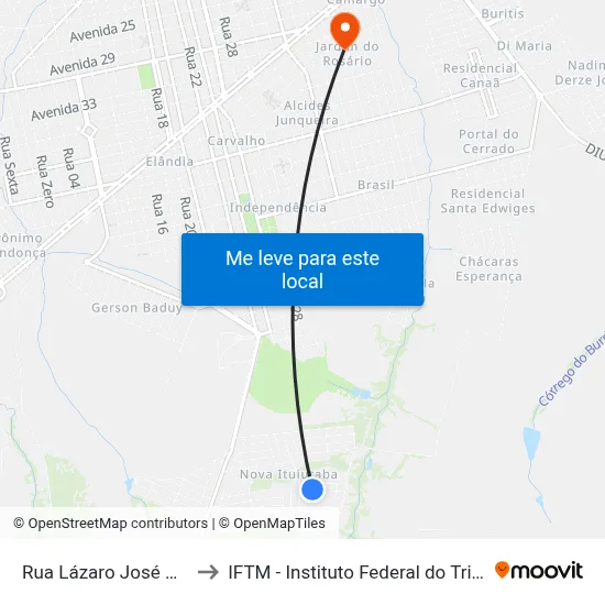 Rua Lázaro José Dos Santos to IFTM - Instituto Federal do Triângulo Mineiro map