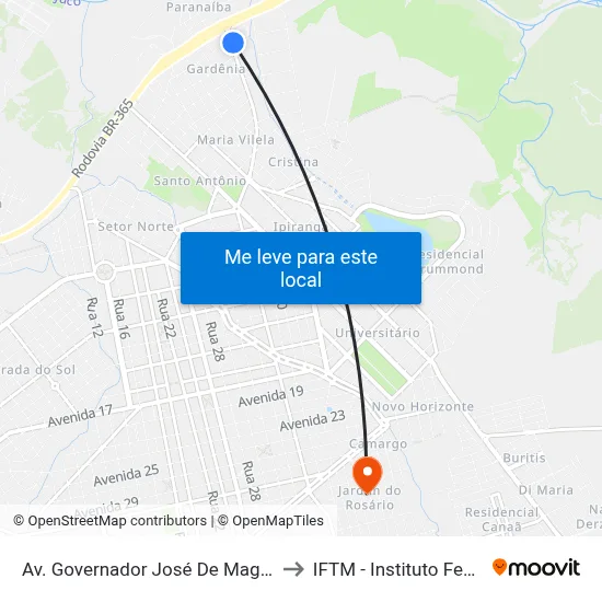 Av. Governador José De Magalhães Pinto, 115 | Chevrolet Autoclã to IFTM - Instituto Federal do Triângulo Mineiro map